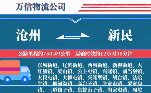 沧州到新民物流公司