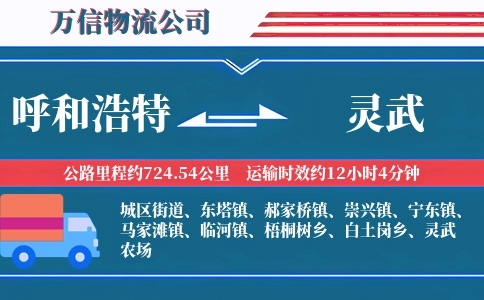 呼和浩特到灵武物流公司