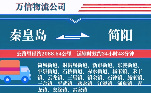 秦皇岛到简阳物流公司