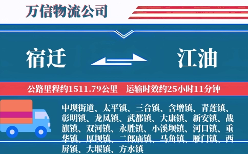 宿迁到江油物流公司