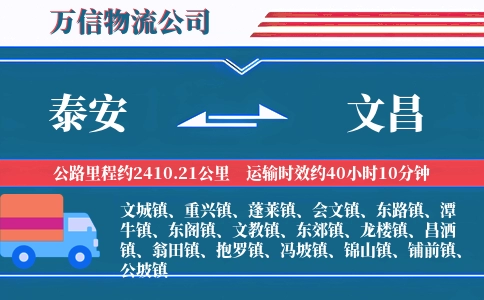 泰安到文昌物流公司