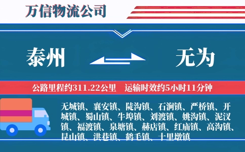 泰州到无为物流公司