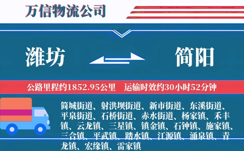 潍坊到简阳物流公司