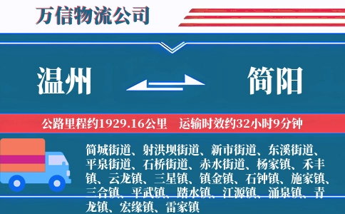 温州到简阳物流公司