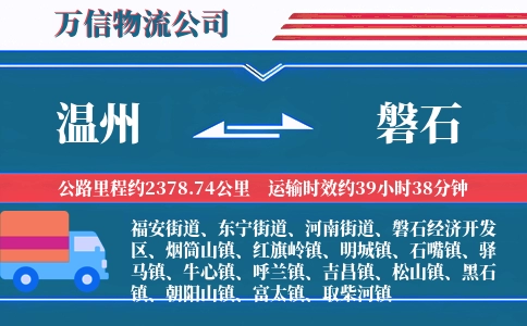 温州到磐石物流公司