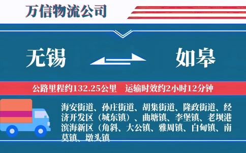 无锡到如皋物流公司