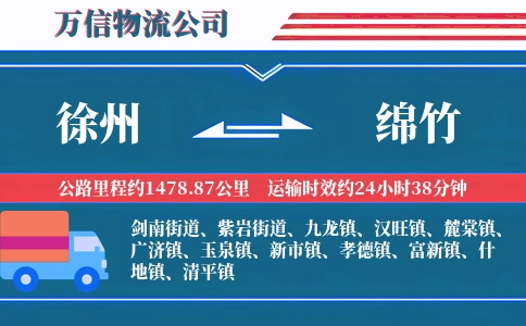 徐州到绵竹物流公司